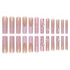 QQPPOLIU Long Pink Nails Xxl Long Press on Nails Square Pink Fake Nails With Flower and 3d Butterfly Designs Full Cover Nails for Women and Girls 24pcs