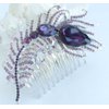 Sindary Wedding Headpiece 4.33" Rhinestone Crystal Bridal Peacock Feather Hair Comb (Silver-Tone Purple)