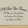 VWAQ I'll Love You Forever I'll Like You for Always As Long As I'm Living My Baby You'll Be Nursery Wall Decals Quotes Baby's Room Wall Art Stickers