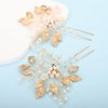 Teyglen 2pcs Bride Wedding Hair Pins Set Gold Leaf Rhinestones Beads Hair Pins Set Bridal Hair Accessories for Bride Gold Crystal Rhinestones Hair Pieces for Women Girls