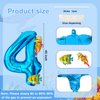40 Inch Under the Sea Blue Number 4 Balloon, Mini Sea Animal Balloons Ocean Animal Foil Balloon, Seahorse Fish Balloons for Boys Girls Sea Theme 4th Birthday Baby Shower Party Decoration