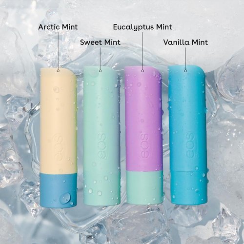 eos Natural Shea Minty Lip Balm Variet Pack- Artic Mint, Vanilla Mint, Sweet Mint, Eucalyptus Mint, All-Day Moisture Lip Balm Gift Set, 0.14 oz, 4-Pack