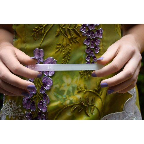 GERMANIKURE Czech Crystal Glass Nail File 6 Pack in Suede Leather Case - Professional Manicure & Pedicure Products for Smooth Easy Shaping of Natural Nails