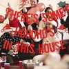 Red Glitter There's Some HoHoHos in This House Banner, Funny Christmas Banner Decorations, Christmas Party Banner for Xmas Holiday Party Home Office Fireplace Mantel Decorations