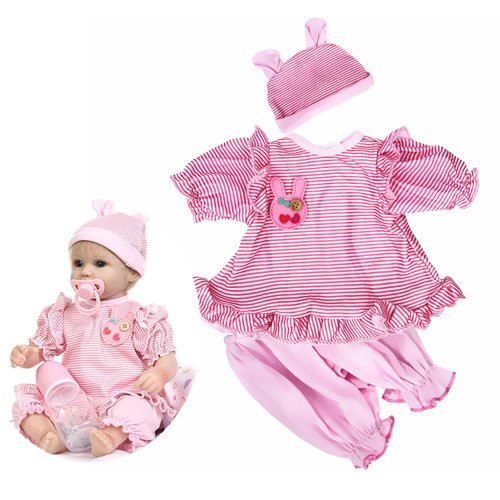 17 inch Reborn Baby Doll Clothes Accessories 3pcs Suit for 16-18inch Reborn Dolls Baby Girl Clothing