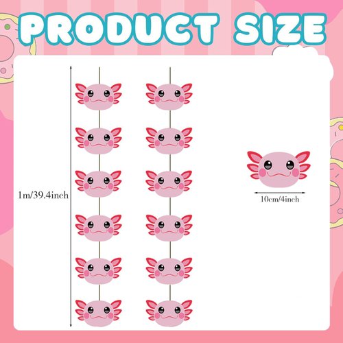 8 Pcs Axolotl Party Hanging Decorations Cute Axolotl Paper Garland Banner Bunting Streamers Backdrop for Boys Girls Axolotl Fans Axolotl Party Birthday Party Supplies