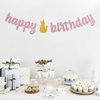 RoadSea Cat Happy Birthday Banner - Kitten Girl Kid Birthday Party Garland Supplies - Moew Let's Pawty Banner - Pet Cat Birthday Party Decorations - Gold Glitter