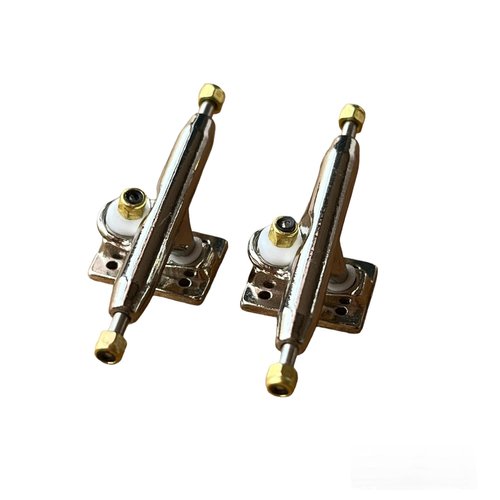 LEEFAI Pro Fingerboard Trucks 32/34/36mm 4.0-Regular Kingpin-Upgraded v2 baseplate with Hardware-Baseplate Color and Size (34mm,Chrome)