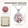 INFUSEU Sakura Tree Aromatherapy Necklace, Essential Oils Diffuser Locket Pendant with 7 PCS Lava Rock Stones and 24" Link Chain