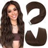 Hairro Tape In Human hair Extension Skin Weft Real Hair Extensions Glue In Remy Hairpieces Adhensive Rooted Tape In Strong Double Sided Tape On Hair Pieces For Women 14 inch 40g 20pcs #04 Medium Brown