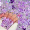100pcs Purple Flower Bow Nail Charms Resin Nail Bows Nail Flowers 3D Nail Art Charms Cute Heart Moon Camellia Nail Charm Bear Butterfly Charms for Nails Design Bows for Nails Charms Nail Accessories