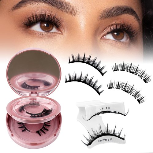 GEMERRY Magnetic Eyelashes Reusable Magnetic Eyelashes with Applicator and Mirror Magnetic Lashes Glue-Free Eyeliner-Free Lash Applicator Tool Kit Easy to Apply and Remove