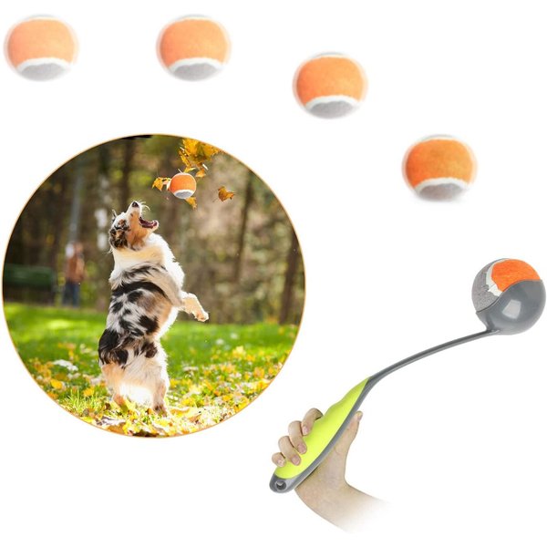 PAWISE Dog Ball Launcher, Dog Fetch Toy,12.2'' Dog Ball Thrower with 2.3'' Ball
