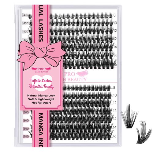 280 Pcs Individual Lashes 40D+50D Mixed Lash Clusters Devil Style Lashes That Look Like Eyelash Extensions Wispy Lashes DIY Individual Lashes At Home (40D+50D-D-8-16mix,Manga)