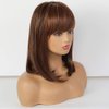 HAIRCUBE Long Brown Bob Wigs Auburn Highlight Wigs Medium Length Wigs for Women Human Hair Wigs Blend Healthy Synthetic 16 Inch Wigs with Bangs
