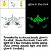 Face Gems, 6 Sheets Face Jewels Stick On, 30g Chunky Glitter, Rhinestones Noctilucent Stickers Temporary Tattoos-Eye Body Euphoria Makeup Rave Clothes Carnival Festival Outfit (3Luminous)