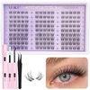 ALICE Natural Lash Extension Kit Lash Clusters Kit Wispy Cluster Eyelash Extension Kit with 135pcs Clear Band C Curl 10-14mm Eyelash Clusters Lash Glue Bond and Seal