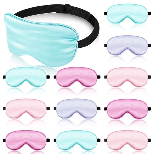 24 Pack Silk Eye Mask for Kids Smooth Soft Multicolor Blindfold with Adjustable Strap Lightweight Eye Cover Children Sleeping Mask for Kids Eye Sleep Shade Cover for Travel Sleeping(Fresh Colors)
