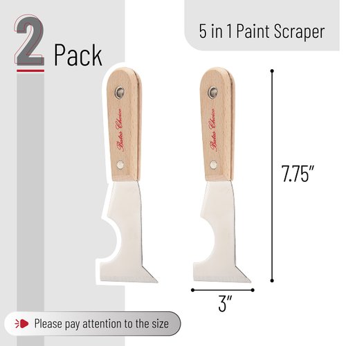 Bates- Paint Scraper, Taping knife, Pack of 2 Putty Knife Scraper, Scraper, 5 in 1 tools, Spackle Knife, Caulk Removal Tool, Painters Tool, Paint Can Opener, Paint Remover for Wood, Wallpaper Scraper