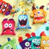 Hillban 16 Pcs Animal Drawstring Bags for Kids Party Favors Drawstring Backpack with Ear for Safari Birthday(Monster Style)