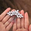 Foyte Crystal Bride Wedding Hair Comb Rhinestone Headpieces Leaf Side Hair Combs for Women and Bride (Silver)