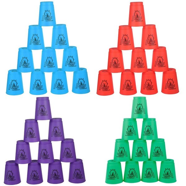 Joyibay 48pcs Sport Stacking Cups, Speed Training Game Stacking Cups for Kids and Adults, Fast Paced Fun Game for Challenge Competition, Travel Party Supplies (Red, Blue, Green, Purple)