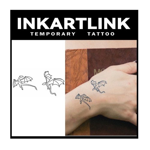 INKARTLINK Tattoo Tech, 3 Sheets Small Semi Permanent Tattoo, Adult Art Design Temporary Tattoos, Lasts 1-2 Weeks, Waterproof, Realistic Look, No Adhesive, No Reflection (Little Dragon)