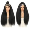 WIGNEE 26 Inches Kinky Straight Headband Wig for Women Yaki Straight Wigs with Black Headband Kinky Afro Wigs For Black Women