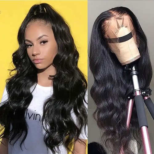 AUOCATTAIL Body Wave Frontal Wigs Lace Front Wigs Human Hair Wet and Wavy Lace Front Wigs 180% Density Pre Plucked HD Transparent Lace Wigs Natural Color 30 Inch