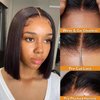 Keytac Bob Wig Human Hair Glueless Wear and Go Pre Plucked Pre Cut Straight Short Bob lace front Wigs for Women 5x5 Hd Lace Closure Bob Wig Brazilian Virgin Hair 180% Density Natural Black 12 Inch
