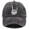 Skeleton Hand Hat, Skull Finger Baseball Cap Adjustable Washed Distressed Denim for Men Women