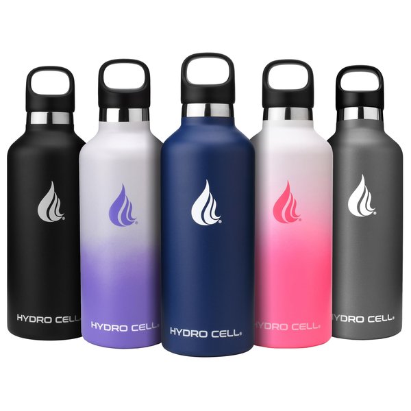 HYDRO CELL Stainless Steel Water Bottle with Straw & 2 Standard Mouth Lids (32oz 24oz 20oz 16oz) Keeps Liquids Hot or Cold w/Double Wall Vacuum Insulated Leak Proof Sport Design (Navy 32oz)
