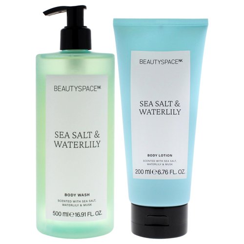 SpaceNK Beauty Space Body Duo - Sea Salt and Waterlily for Unisex - 2 Pc 16.91oz Body Wash, 6.76oz Body Lotion