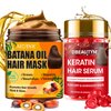 Batana Oil for Hair Growth Hair Mask & Keratin Hair Treatment Serum,Batana Hair Growth Oil Hair Mask for Damaged Hair and Growth,40 Capsules Hair Oil Leave-in Anti Frizz Hair Conditioner Serum