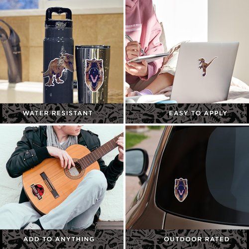 Jurassic Park Licensed Decals - Set of 7 Dinosaurs and Logos Waterproof Vinyl Stickers for Car Truck Water Bottle Laptop Skateboard - Jurassic World Stickers