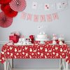 QUERICKY Christmas Tablecloths for Rectangle Table, 87x51'' Santa Claus Snowman Reindeer Snowflake Xmas Plastic Disposable Table Cover for Christmas Party Winter Events Decorations, Red, 12 Pack