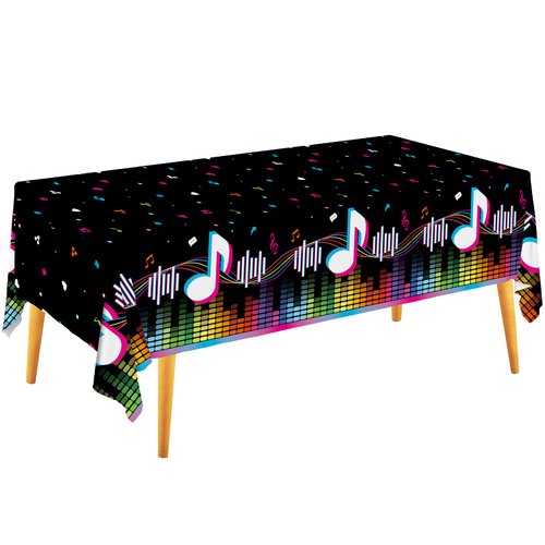 Gatherfun Music Party Disposable Tablecloth, Plastic Table Cover for Music Themed Party, Kids Birthday Party, 3 PCS, 54”x108”