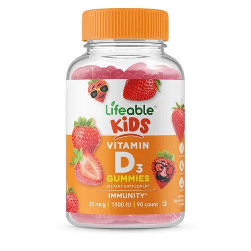 Lifeable Vitamin D for Kids 1000 IU - Great Tasting Natural Flavor Gummy Supplement - Gluten Free...