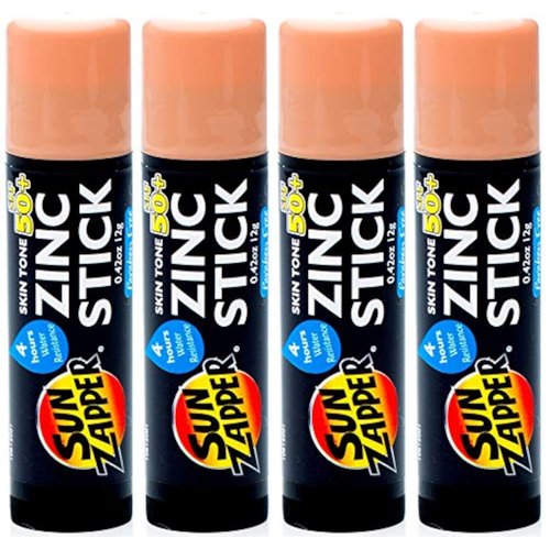 Sun Zapper Zinc Oxide Sunscreen Stick SPF 50+ (4 Pack) 0.42 oz stick - Skin Tone