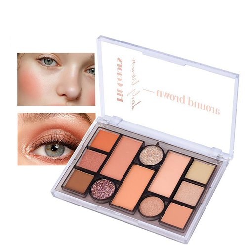 Easilydays 12 Colors Nude Eyeshadow Palette Travel Size Makeup, Matte Shimmer Eye Makeup, Naturing-Looking, High Pigmented Blush Eyebrow Kits, Big Artist Neutral Makeup Palette for Face Cosmetics (01)