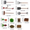 gofidin 1:12 Scale Miniature Farming Tools Dolls Accessories, 13PCS Simulation Shovel Rake Lawn Mower Garden Cart Scene Model Dollhouse Decoration