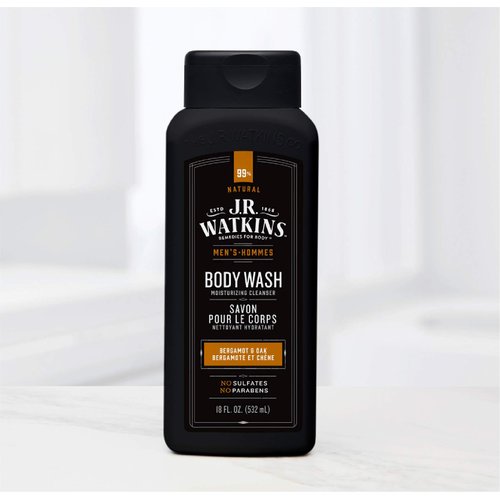 J R Watkins Men's Body Wash, Bergamot & Oak, 18 fl oz (532 ml)