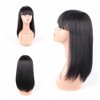 HAIRWAY Straight Wigs with 50% Human Hair and 50% Premium Japanese Fiber Like Real Human Hair Wig for Black Women Synthetic Wigs Straight Hair with Bangs for Daily Wear 14inches #1B
