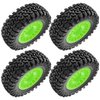 4Pcs HIRCQOO 1.9" RC Crawler Tires OD 90mm Rubber Tire and Plastic Wheel Rims 12mm Hex Compatible with 1/10 Axial SCX10 D90 Tamiya CC01 TF2 TRX4 RC Crawler (Green)