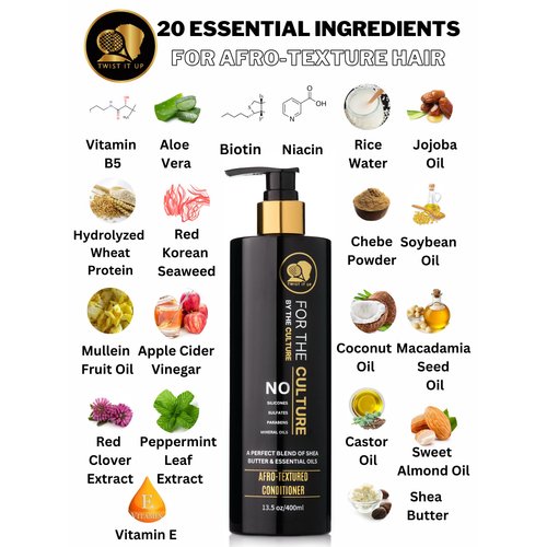 Twist It Up Hair Conditioner with 20 Natural Ingredients, Sulfate Free Conditioner for Curly or Afro-textured Hair, 13.5 Fl Oz