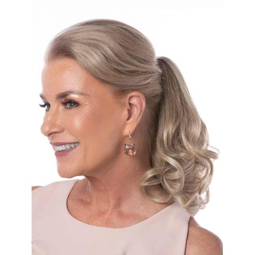 13" Long Pony Double Play Color Light Blonde - Wigs Reversible 4" Claw Clip Changelite 100% Heat Friendly Synthetic Curly Ponytail Hair Postizo Sujetar Bundle MaxWigs Hairloss Booklet