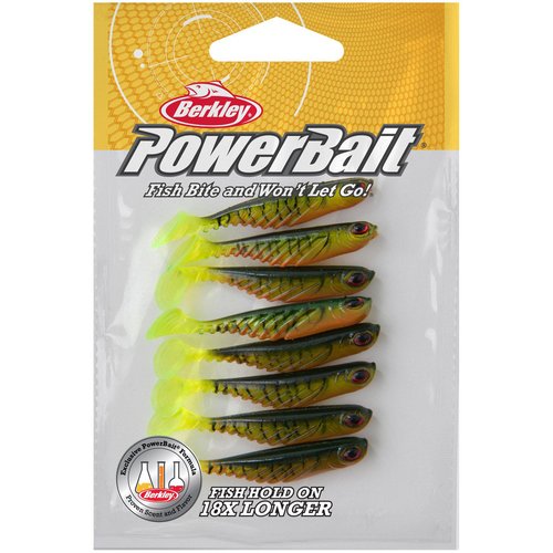 Berkley PowerBait Ripple Shad Fishing Bait, Firetiger, 2in | 5cm, Irresistible Scent & Flavor, Realistic Profile, Unique Swimming Action, Ideal for Bass, Walleye, Pike and more