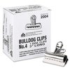 Bulldog Clips, Steel, 1" Capacity, 3"w, Nickel-Plated, 12 per Box