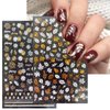6 Sheets Bronzing Fall Nail Stickers 3D Metallic Self-Adhesive Nail Decals Fall Leaf Thanksgiving Nail Art Supplies Autumn Black Gold Maple Leaves Nail Designs Sticker for Women Manicure Accessories