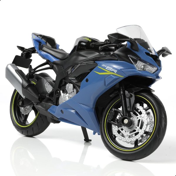 Risopen 1/12 Kawasak Ninja Motorcycle Model Toy Mini Alloy Metal Diecast Motorcycle Model Blue Motorcycle Model Toy Sport Motorcycle Racing Model Collection Gift for Men Kid Boy (ZX-6R)